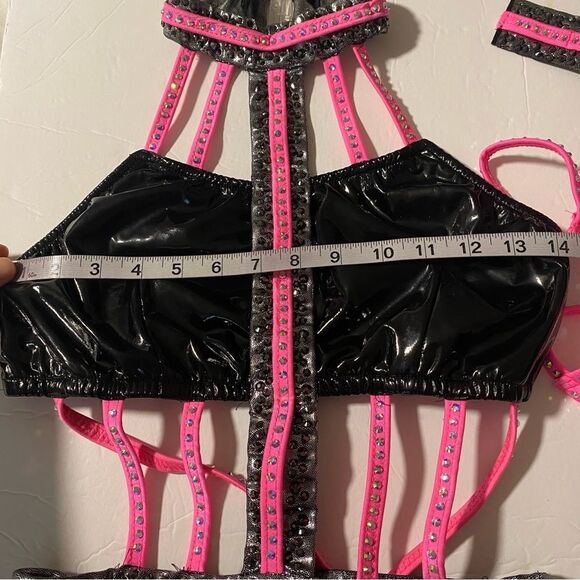 Glamour mature faux leather goth grunge studed Dance costume solo Dirty Diana SA - Picture 11 of 15